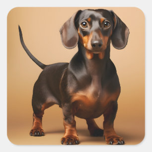 Chocolate and Tan Dachshund Dog Square Sticker