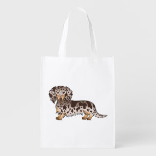 Chocolate And Tan Dapple Long Hair Dachshund Dog Grocery Bag