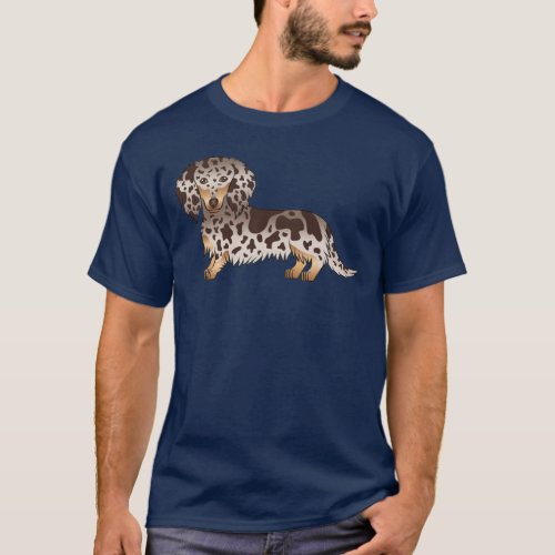 Chocolate And Tan Dapple Long Hair Dachshund Dog T_Shirt