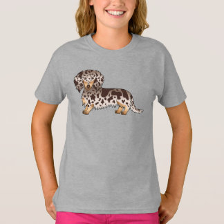 Chocolate And Tan Dapple Long Hair Dachshund Dog T-Shirt