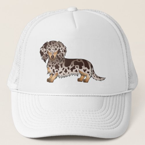 Chocolate And Tan Dapple Long Hair Dachshund Dog Trucker Hat