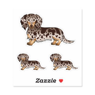 Chocolate And Tan Dapple Long Hair Dachshund Dogs Sticker