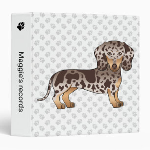 Chocolate And Tan Dapple Short Hair Dachshund Dog 3 Ring Binder