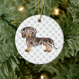 Chocolate And Tan Dapple Short Hair Dachshund Dog Ceramic Ornament