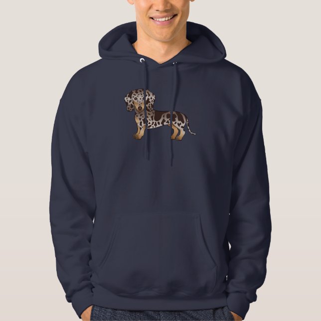 Chocolate And Tan Dapple Short Hair Dachshund Dog Hoodie (Front)