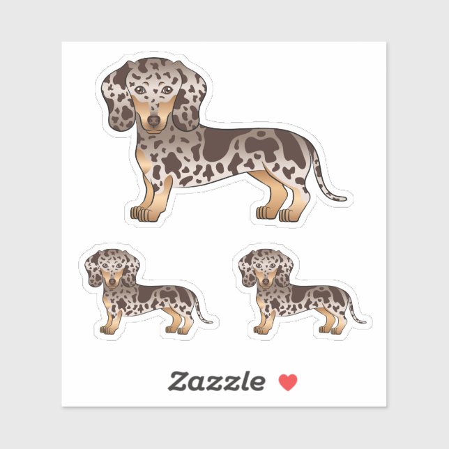 Chocolate And Tan Dapple Short Hair Dachshund Dog Sticker (Sheet)