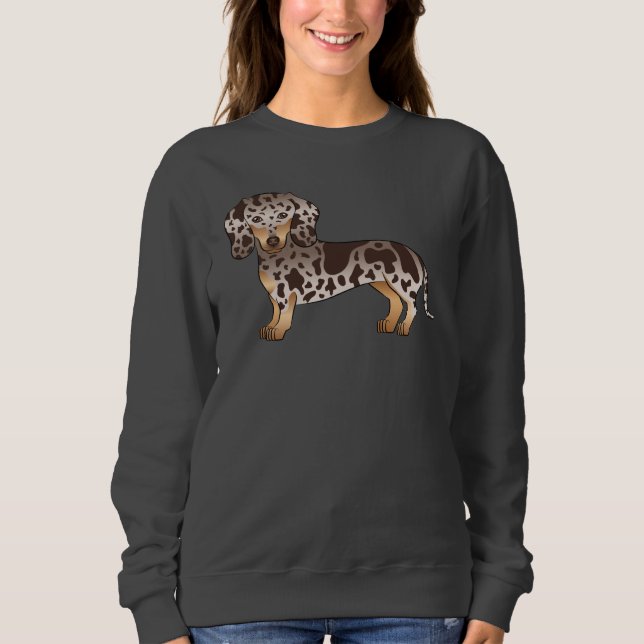 Chocolate And Tan Dapple Short Hair Dachshund Dog Sweatshirt (Front)