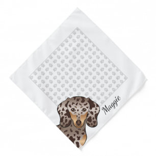 Chocolate And Tan Dapple Short Hair Dachshund Head Bandana
