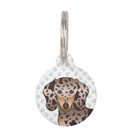 Chocolate And Tan Dapple Short Hair Dachshund Head Pet ID Tag