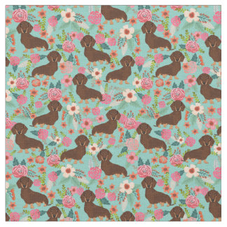 Chocolate and Tan Doxie Fabric - mint