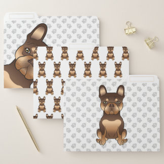 Chocolate And Tan French Bulldog Cute Cartoon Dog File Folder