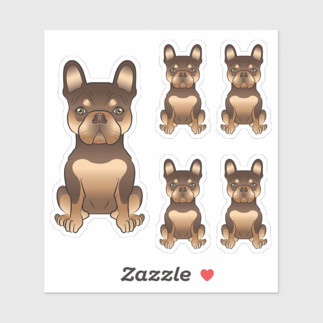 Chocolate And Tan French Bulldog Cute Cartoon Dog Sticker (Sheet)