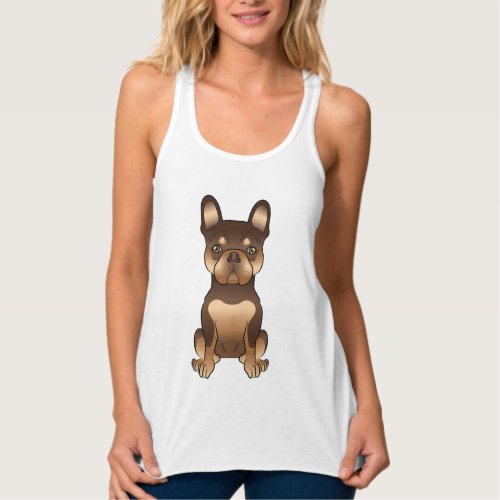 Chocolate And Tan French Bulldog Cute Cartoon Dog Tank Top