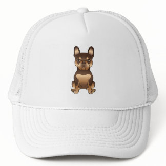 Chocolate And Tan French Bulldog Cute Cartoon Dog Trucker Hat