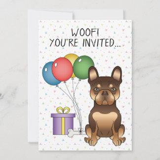 Chocolate And Tan French Bulldog Cute Dog Birthday Invitation
