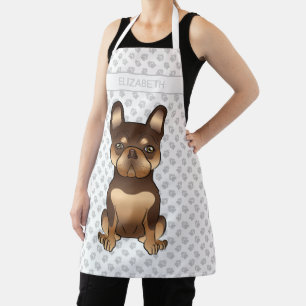 Chocolate And Tan French Bulldog Cute Dog & Name Apron