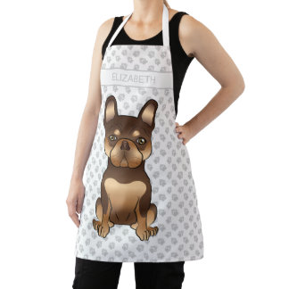 Chocolate And Tan French Bulldog Cute Dog &amp; Name Apron