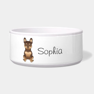 Chocolate And Tan French Bulldog Cute Dog & Name Bowl