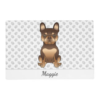 Chocolate And Tan French Bulldog Cute Dog &amp; Name Placemat