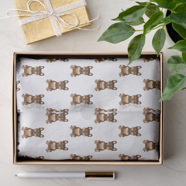 Chocolate And Tan French Bulldog Cute Dog Pattern Tissue Paper (Gift)