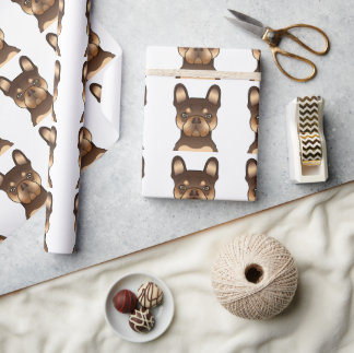 Chocolate And Tan French Bulldog Cute Dog Pattern Wrapping Paper