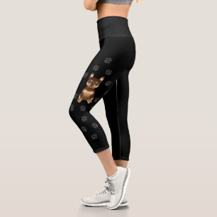 Chocolate And Tan French Bulldog Cute Dog & Paws Capri Leggings