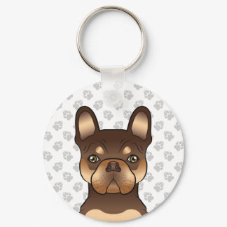 Chocolate And Tan French Bulldog Cute Dog &amp; Paws Keychain