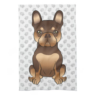 Chocolate And Tan French Bulldog Cute Dog &amp; Paws Kitchen Towel