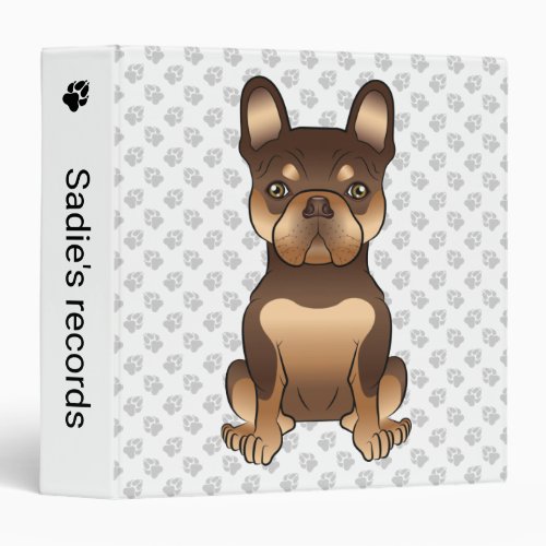 Chocolate And Tan French Bulldog Cute Dog  Text 3 Ring Binder