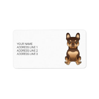 Chocolate And Tan French Bulldog Cute Dog &amp; Text Label