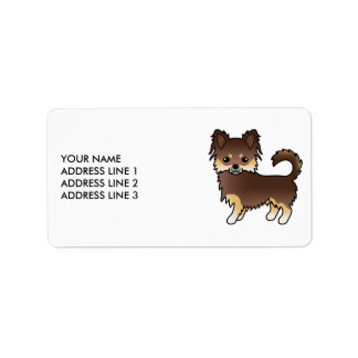 Chocolate And Tan Long Coat Chihuahua Cute Dog Label
