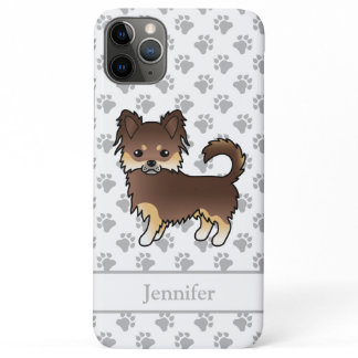 Chocolate And Tan Long Coat Chihuahua Dog &amp; Name iPhone 11 Pro Max Case
