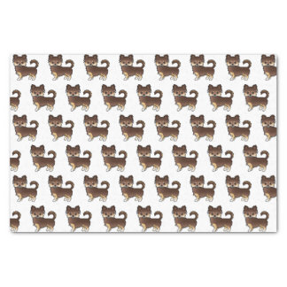 Chocolate And Tan Long Coat Chihuahua Dog Pattern Tissue Paper