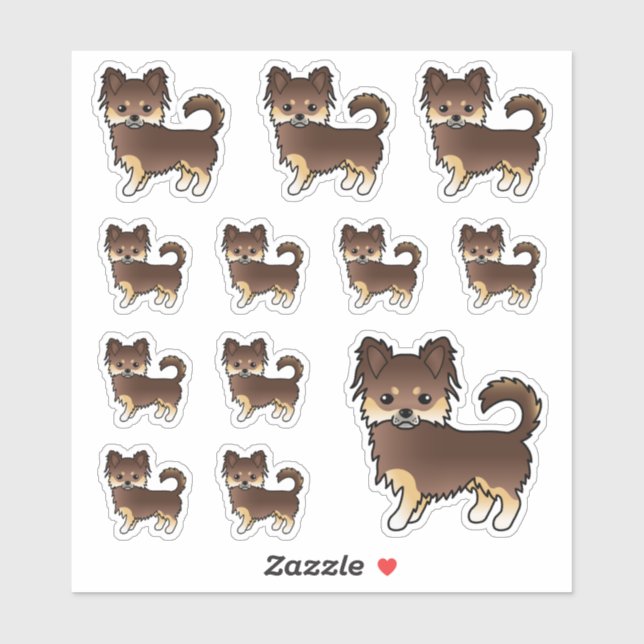 Chocolate And Tan Long Coat Chihuahua Dogs Sticker (Sheet)