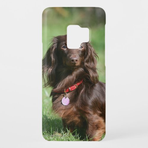 Chocolate and Tan Long_haired Miniature Dachshund Case_Mate Samsung Galaxy S9 Case