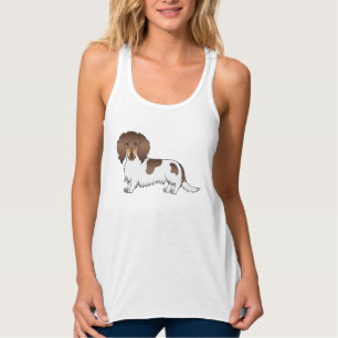 Chocolate And Tan Piebald Long Hair Dachshund Dog Tank Top