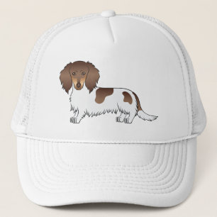 Chocolate And Tan Piebald Long Hair Dachshund Dog Trucker Hat