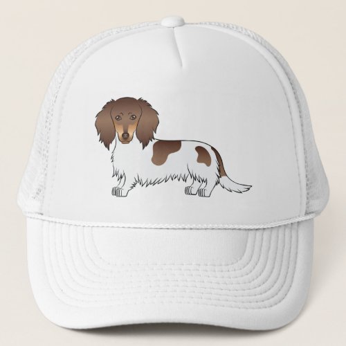 Chocolate And Tan Piebald Long Hair Dachshund Dog Trucker Hat