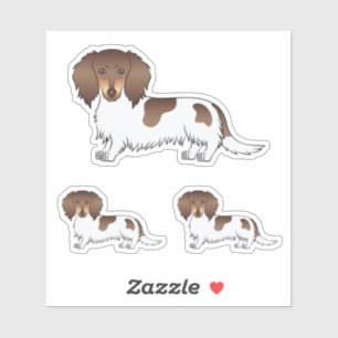 Chocolate And Tan Piebald Long Hair Dachshund Dogs Sticker