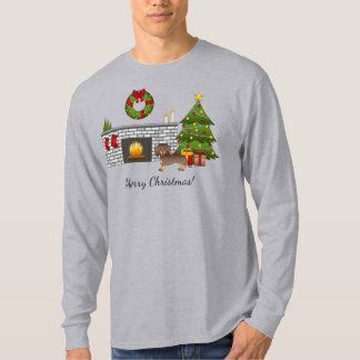 Chocolate And Tan Short Hair Dachshund - Christmas T-Shirt