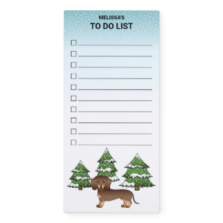 Chocolate And Tan Short Hair Dachshund In Winter Magnetic Notepad