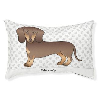 Chocolate And Tan Short Hair Dachshund &amp; Name Pet Bed