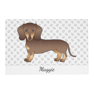Chocolate And Tan Short Hair Dachshund &amp; Name Placemat