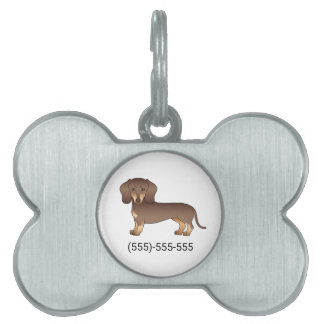Chocolate And Tan Short Hair Dachshund &amp; Number Pet ID Tag