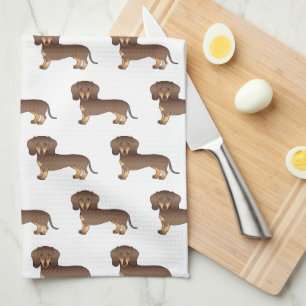 Chocolate And Tan Short Hair Dachshund Pattern Kitchen Towel