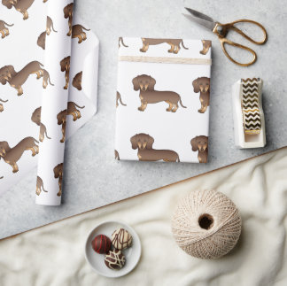 Chocolate And Tan Short Hair Dachshund Pattern Wrapping Paper
