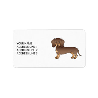 Chocolate And Tan Short Hair Dachshund &amp; Text Label