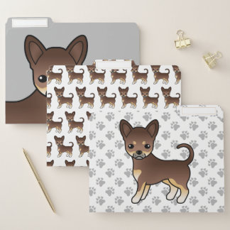 Chocolate And Tan Smooth Coat Chihuahua Cute Dog File Folder