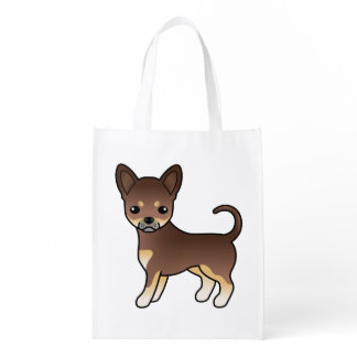 Chocolate And Tan Smooth Coat Chihuahua Cute Dog Grocery Bag