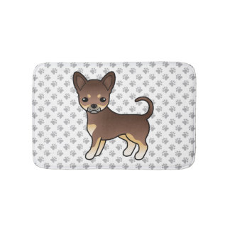 Chocolate And Tan Smooth Coat Chihuahua Dog &amp; Paws Bath Mat